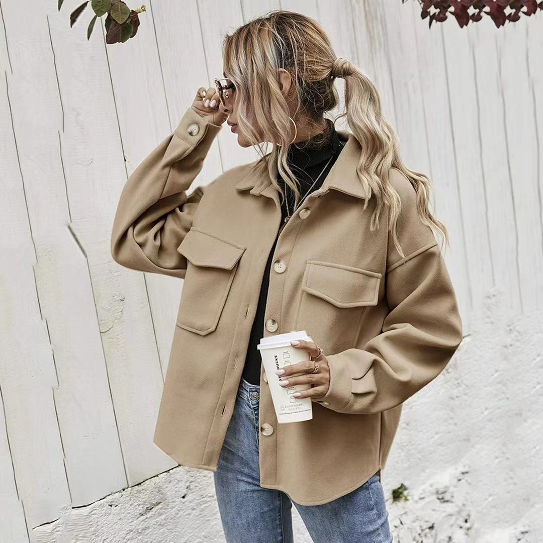 Women Jacket Office Autumn Female Vintage Pockets Trench Coat Winter Warm Jackets Branded Oversize Luxury Outerwear khaki