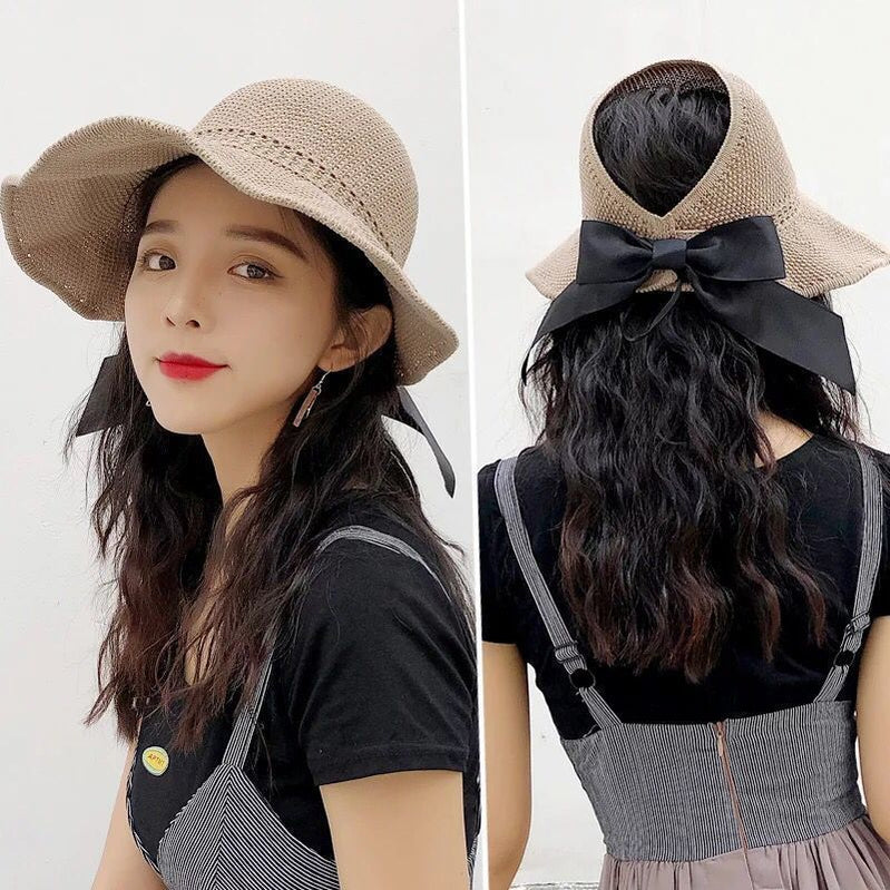 Fashion Wide Brim Sun Visor Hats Crochet Picnic Beach UV Protection Scallop Cap For Outdoor Summer Women's Hat Caps