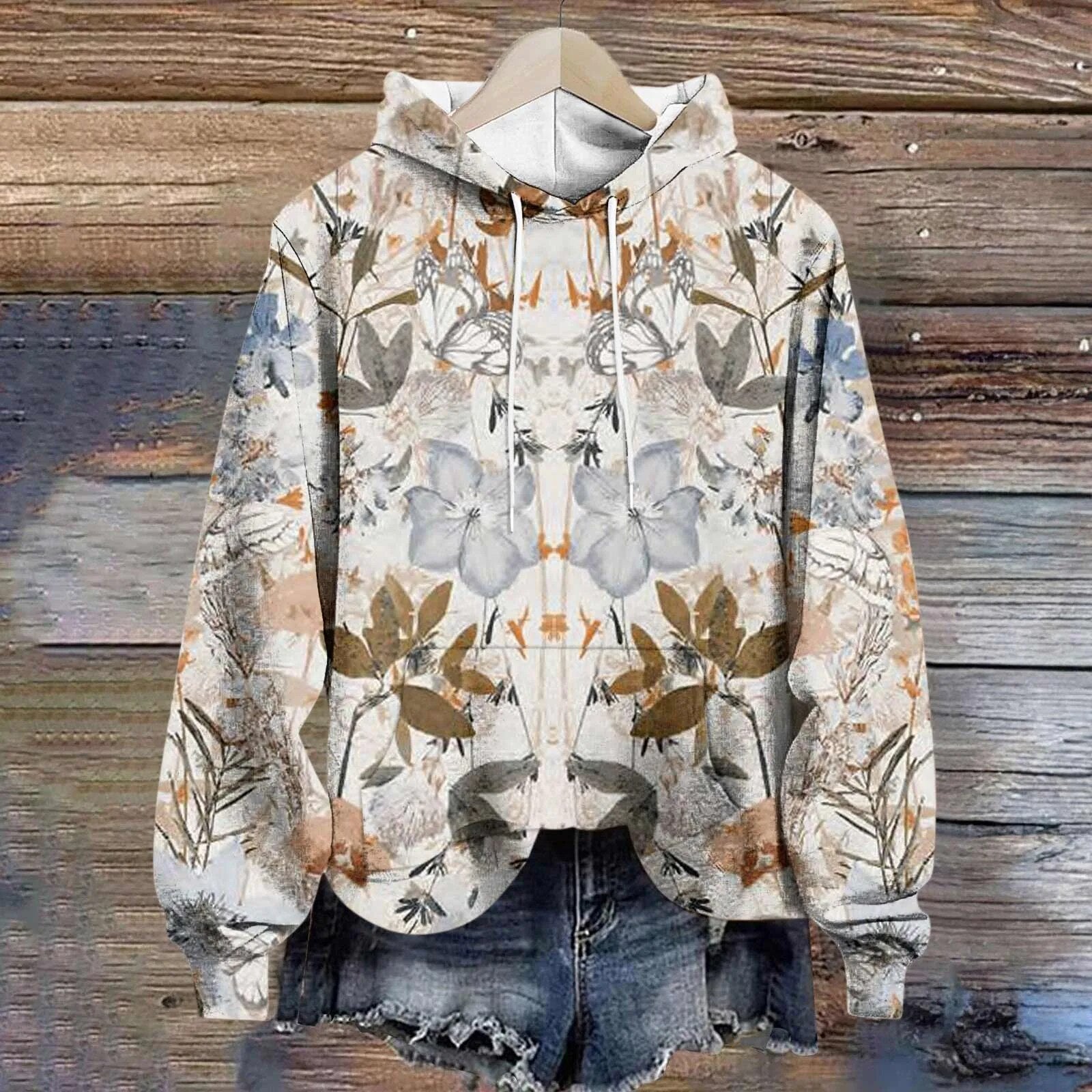 Women'S Sweatshirt Unique Hooded Women Pullover Winter Casual Long Sleeves Print Women Sweatshirts 빅사이즈 여성의류 Multicolor