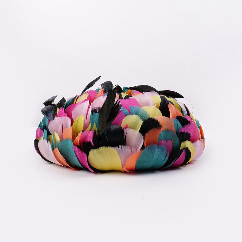 FS Luxury Woman Hat Wedding Ceremony Church Cap With Diamond Ladies Fascinators Cocktail Party Fancy Feathers Millinery Default Title