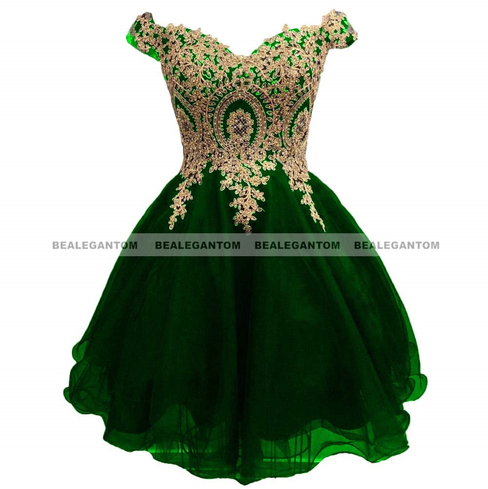 Bealegantom A Line Lace Off Shoulder Short Homecoming Dresse Appliques Crystal Beaded Mini Formal Prom Graudation Party Gowns
