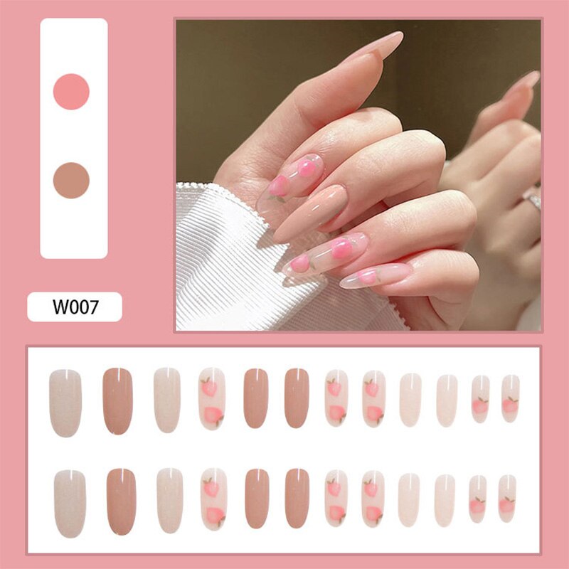 24Pcs/Box White French Fake Nails Press on Long XL Length Rhinestone Design False Nails Full Cover Acrylic Nail Tips