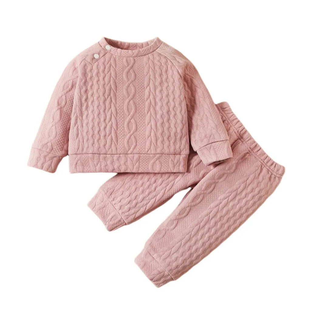 0-3Years Baby Boy Girl Clothing Set Solid Color Long Sleeve Top+Pants Autumn & Winter Daily Casual 2PCS Outfit for Toddler Baby 22109823-1