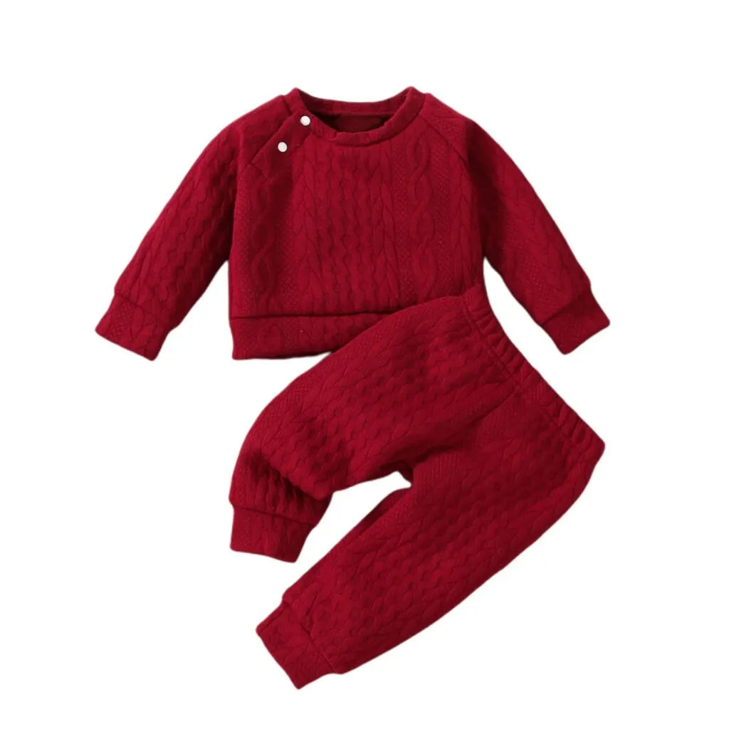 0-3Years Baby Boy Girl Clothing Set Solid Color Long Sleeve Top+Pants Autumn & Winter Daily Casual 2PCS Outfit for Toddler Baby 22109823-4
