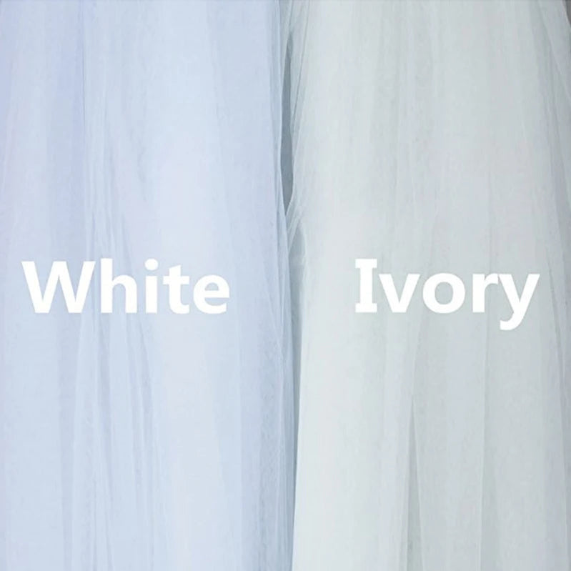 1.5 Meters Two Layers Soft Tulle Ivory Lace Edge Short Wedding Bridal Veils With Comb Wedding Accessories