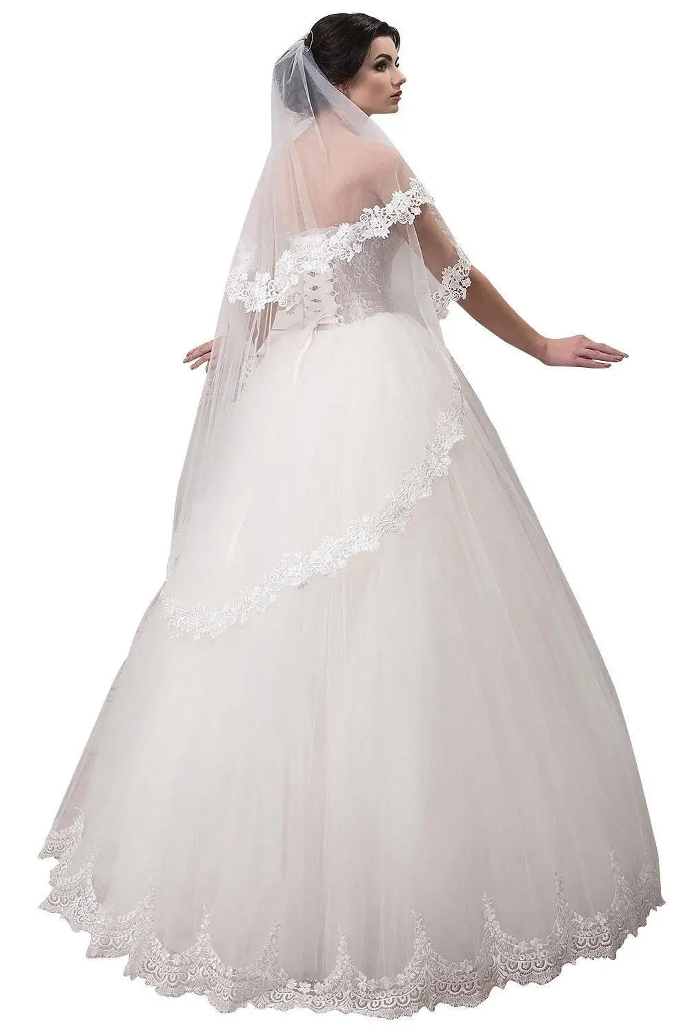 1.5 Meters Two Layers Soft Tulle Ivory Lace Edge Short Wedding Bridal Veils With Comb Wedding Accessories CPA1440 White 150cm