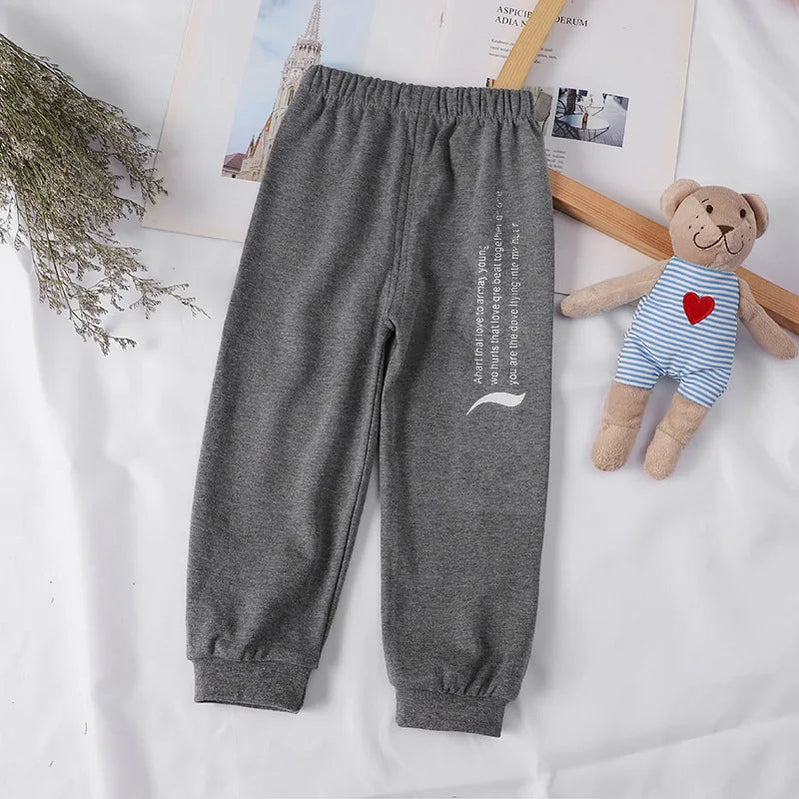 1-5 Years Cotton Children Pants Baby Boys Girls Leisure Sport Pants Kids Trousers Toddler Sweatpants gray letter