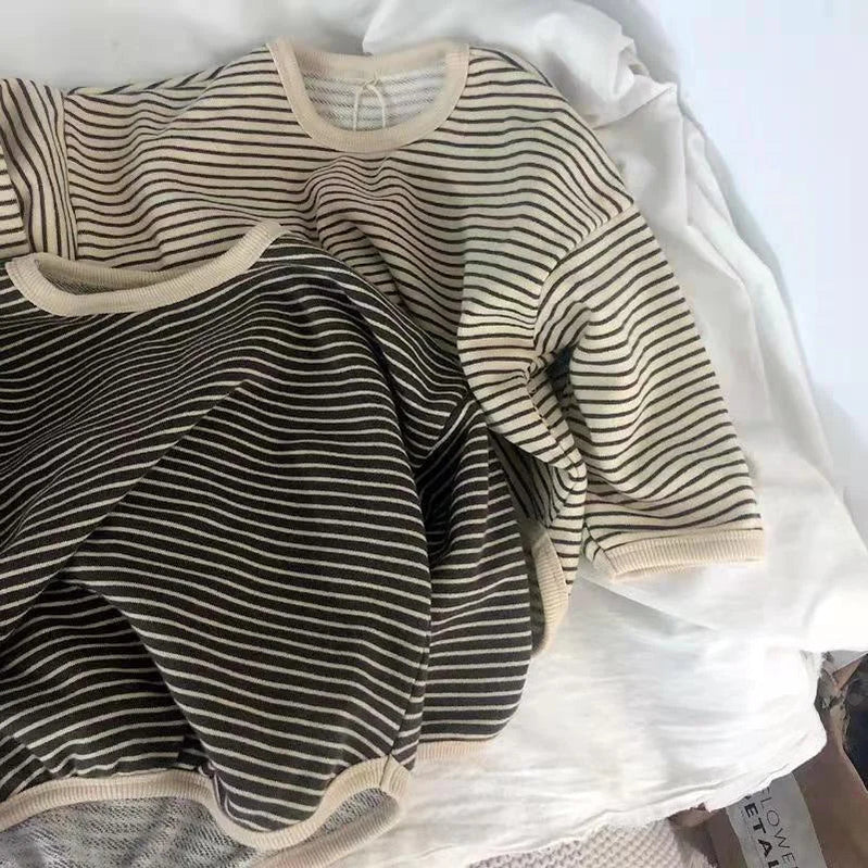 1-8T Cotton Children's Clothing Long Sleeve T-shirts Striped Baby Boy Girl Tops Casual Kids T-shirt Autumn Spring Tee