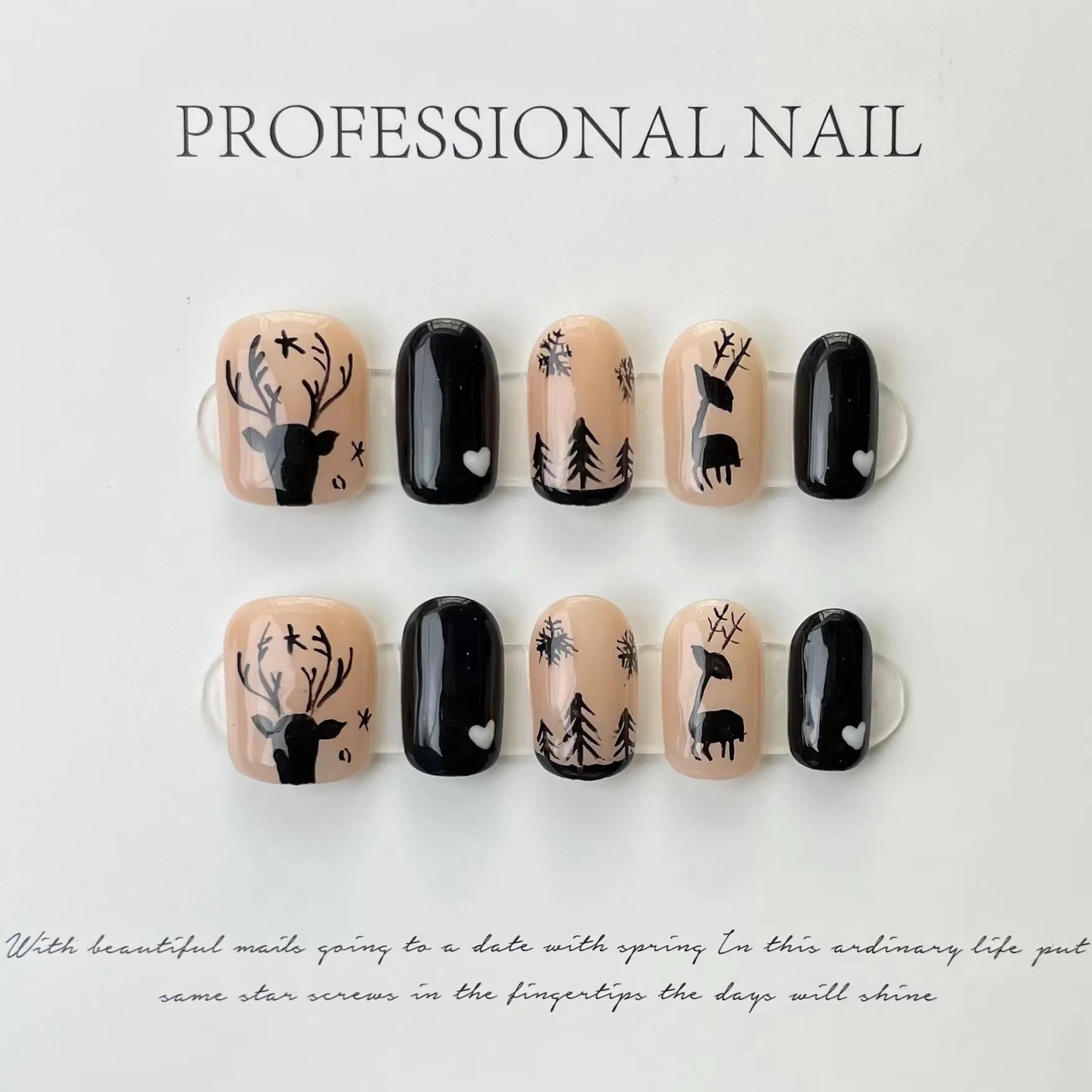 10pc Christmas designs press on acrylic nails short full cover red santa claus snowflake decorated handmade false nail with glue