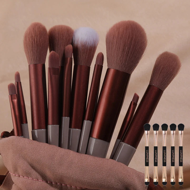 13pcs Makeup Brushes Cosmetic Full Set 3 Colors Soft Hair Female Make Up Tools Foundation Brush Eyeshadow Complete Kit B