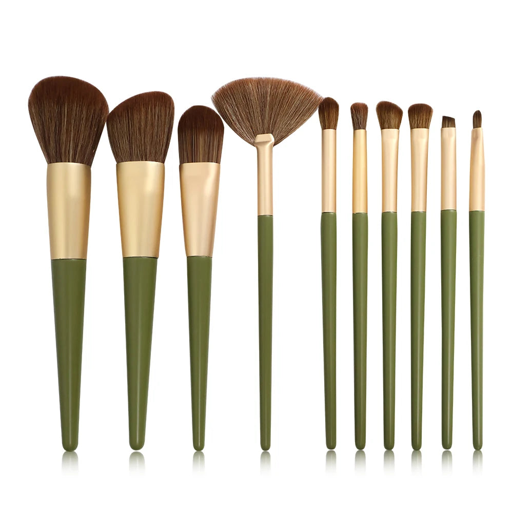 13pcs Makeup Brushes Cosmetic Full Set 3 Colors Soft Hair Female Make Up Tools Foundation Brush Eyeshadow Complete Kit 10pcs green