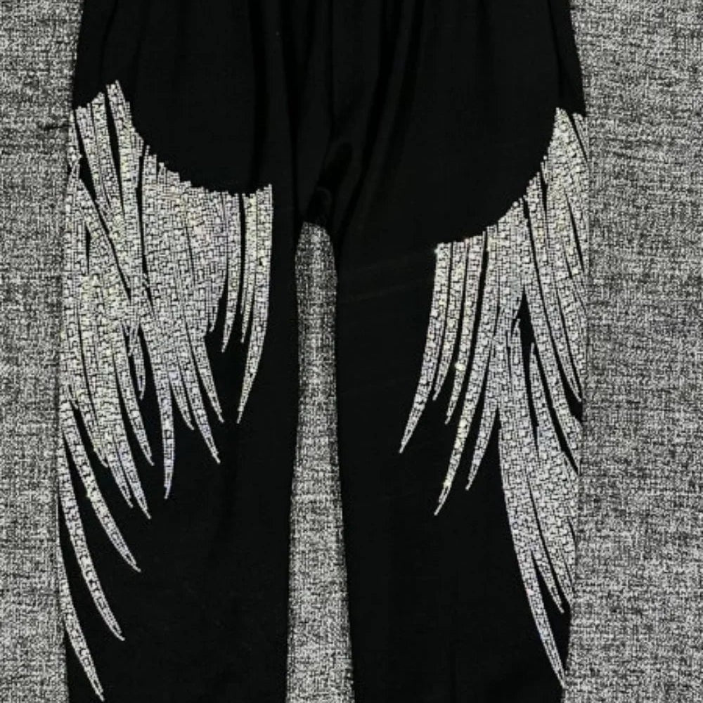 150KG Plus Size Brand Y2k Pants Women Men Rhinestone Graphic Big Size Pencil Pants Summer Luxury Baggy Joggers Women Outfits