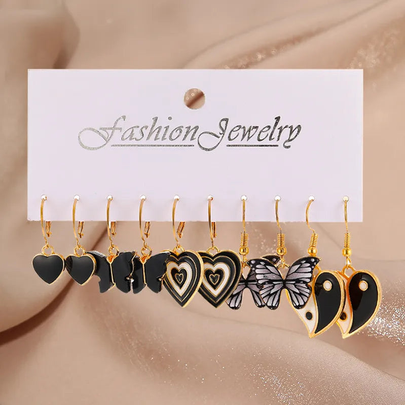 17KM Pearl Twist Hoop Earrings Set Butterfly Acrylic Dangle Earrings for Women Metal Hollow Gold Plated Earring Cartoon Jewelry No.27 CS5573801