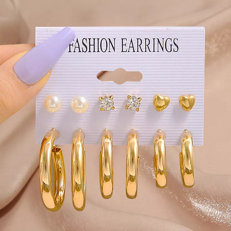17KM Pearl Twist Hoop Earrings Set Butterfly Acrylic Dangle Earrings for Women Metal Hollow Gold Plated Earring Cartoon Jewelry No.25 CS54049