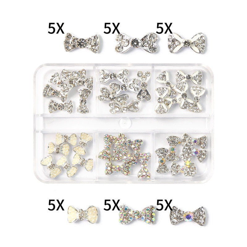1Box Nail Art Rhinestones Crystal Glass Gems Decorations 3D Alloy Heart Nail Charms Luxury Nail Diamonds DIY Nail Supply Jewelry XZCR-22