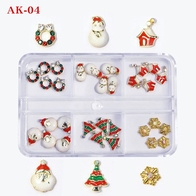 1Box Nail Art Rhinestones Crystal Glass Gems Decorations 3D Alloy Heart Nail Charms Luxury Nail Diamonds DIY Nail Supply Jewelry AK04