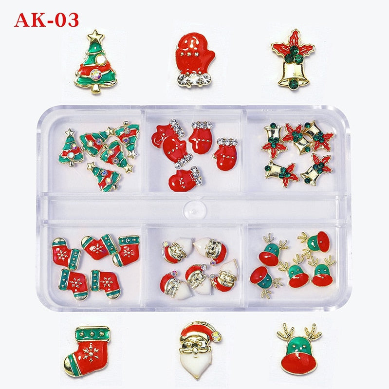 1Box Nail Art Rhinestones Crystal Glass Gems Decorations 3D Alloy Heart Nail Charms Luxury Nail Diamonds DIY Nail Supply Jewelry AK03