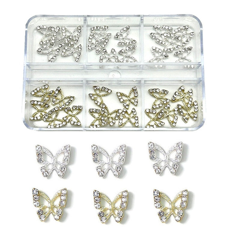 1Box Nail Art Rhinestones Crystal Glass Gems Decorations 3D Alloy Heart Nail Charms Luxury Nail Diamonds DIY Nail Supply Jewelry XZCR-211