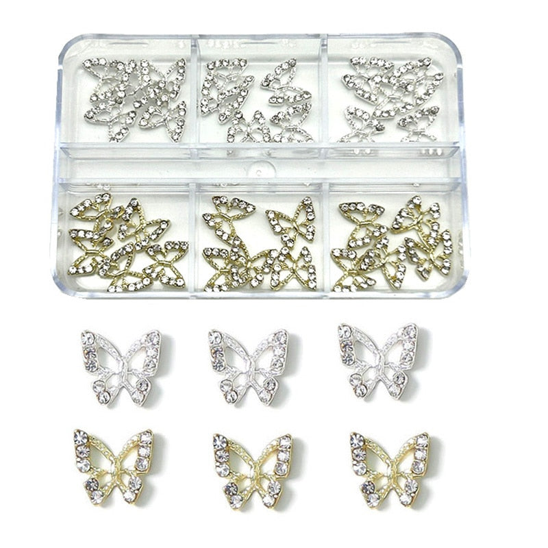1Box Nail Art Rhinestones Crystal Glass Gems Decorations 3D Alloy Heart Nail Charms Luxury Nail Diamonds DIY Nail Supply Jewelry XZCR-211
