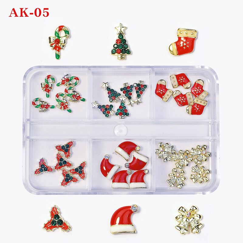 1Box Nail Art Rhinestones Crystal Glass Gems Decorations 3D Alloy Heart Nail Charms Luxury Nail Diamonds DIY Nail Supply Jewelry AK05