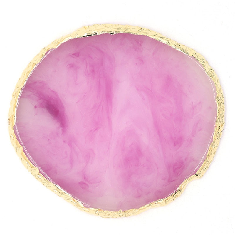 1PC Round Resin Agate Stone Nail Art Palette False Nail Tips Mixing Color Drawing Pallet Gel Polish Display Shelf Manicure Tool 8