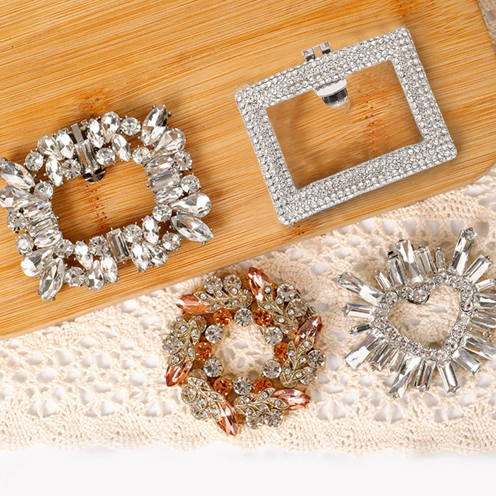 1PC Shiny Shoes Clips Crystal Wedding Bride Shoes Decoration Women High Heel Charms Rhinestones Buckle Shoes Accessories