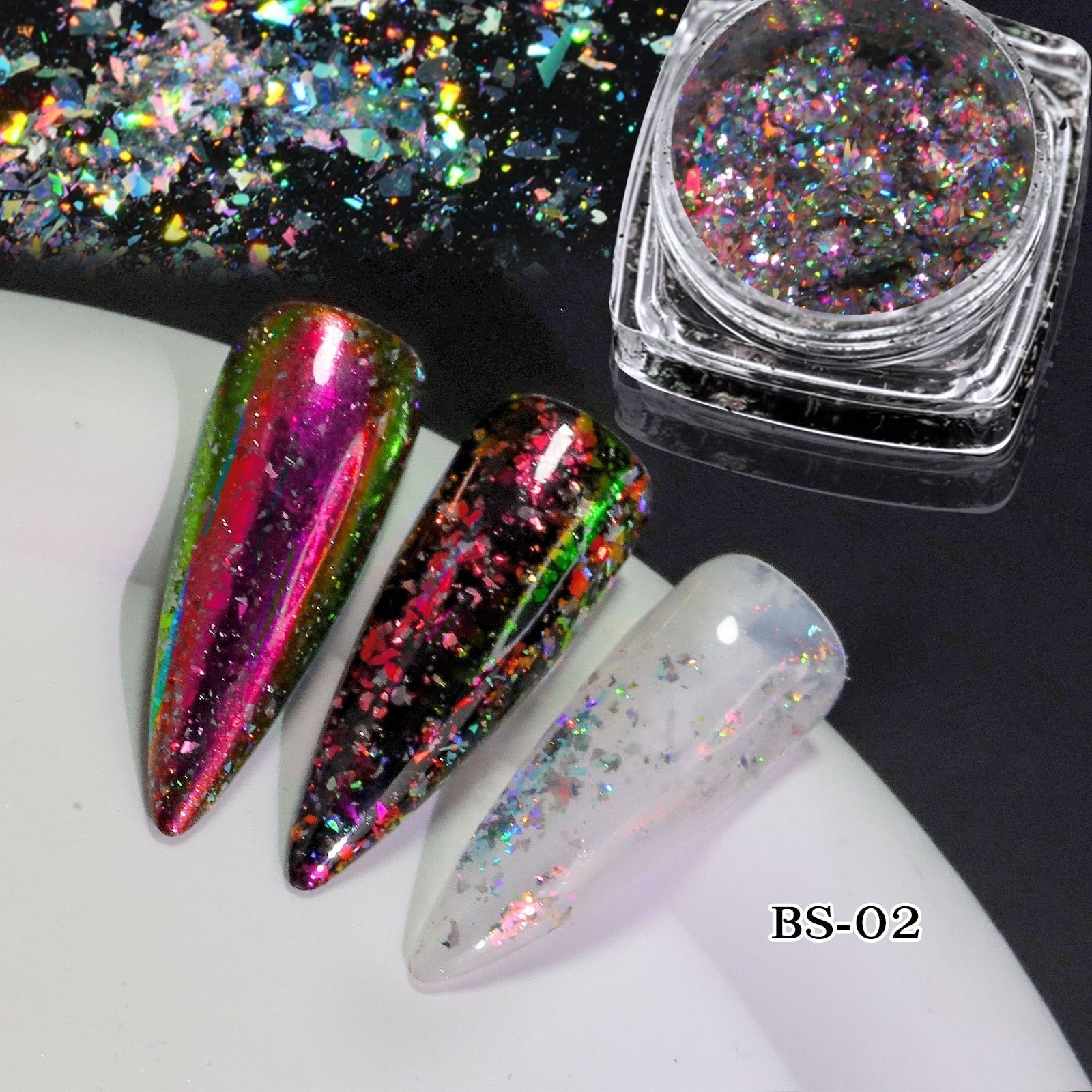 1Pc Shiny Mermaid Glitter Nail Hexagon Sequins Holographic Flakes Chunky Mixed Color DIY Manicure Decoration Design Accessories FT217-2