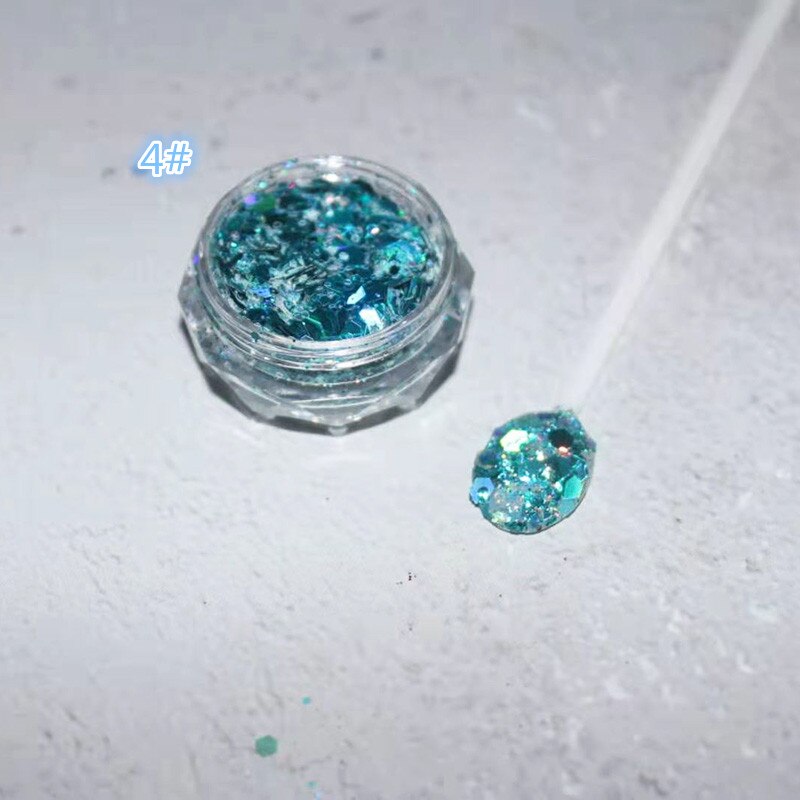 1Pc Shiny Mermaid Glitter Nail Hexagon Sequins Holographic Flakes Chunky Mixed Color DIY Manicure Decoration Design Accessories PT0163-4