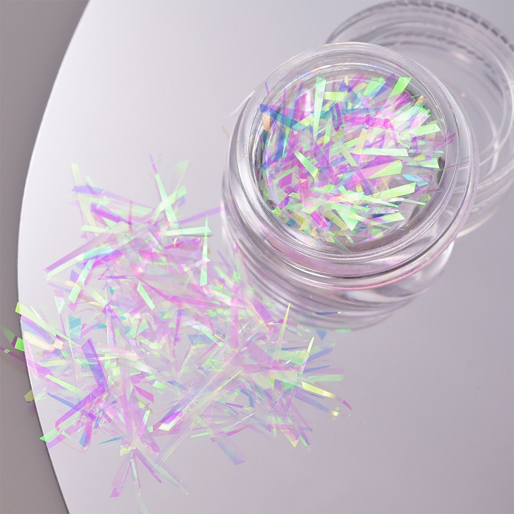 1Pc Shiny Mermaid Glitter Nail Hexagon Sequins Holographic Flakes Chunky Mixed Color DIY Manicure Decoration Design Accessories PT198-13