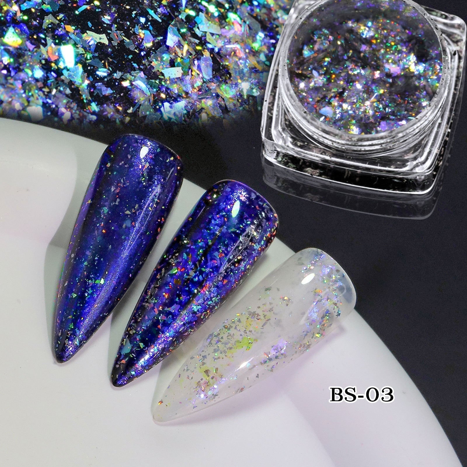 1Pc Shiny Mermaid Glitter Nail Hexagon Sequins Holographic Flakes Chunky Mixed Color DIY Manicure Decoration Design Accessories FT217-3