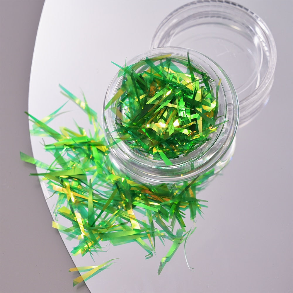 1Pc Shiny Mermaid Glitter Nail Hexagon Sequins Holographic Flakes Chunky Mixed Color DIY Manicure Decoration Design Accessories PT198-15