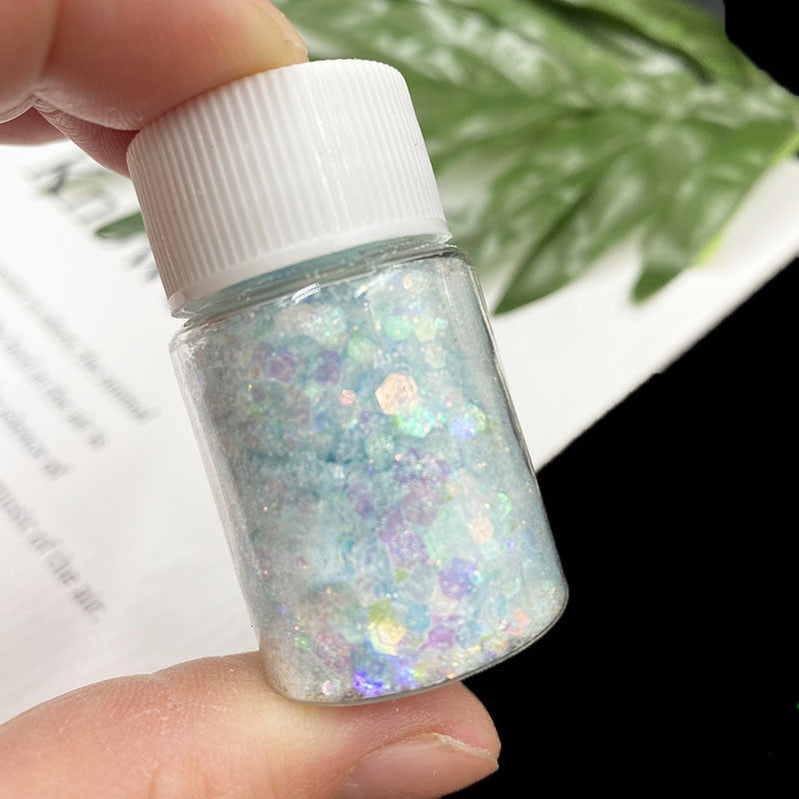 1Pc Shiny Mermaid Glitter Nail Hexagon Sequins Holographic Flakes Chunky Mixed Color DIY Manicure Decoration Design Accessories FA151-12