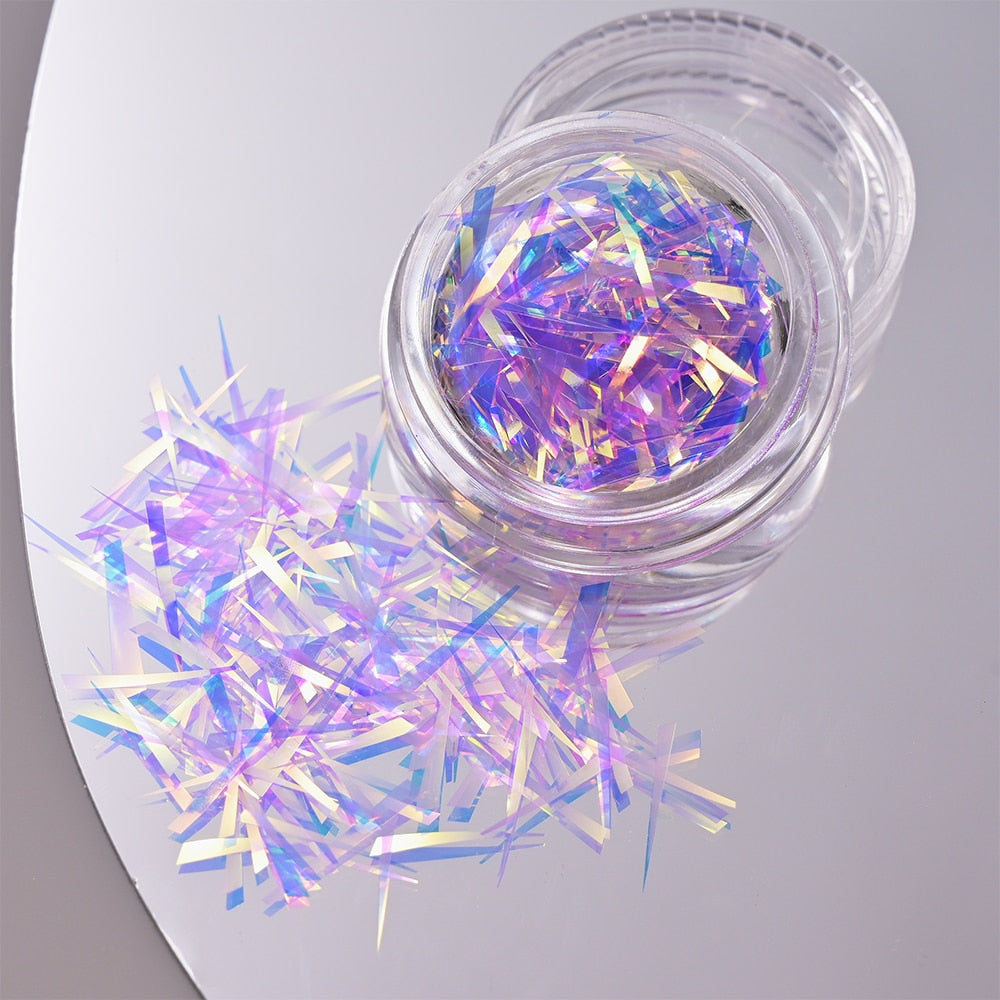 1Pc Shiny Mermaid Glitter Nail Hexagon Sequins Holographic Flakes Chunky Mixed Color DIY Manicure Decoration Design Accessories PT198-8