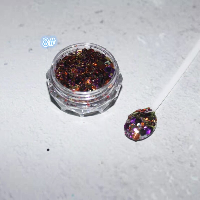 1Pc Shiny Mermaid Glitter Nail Hexagon Sequins Holographic Flakes Chunky Mixed Color DIY Manicure Decoration Design Accessories PT0163-8