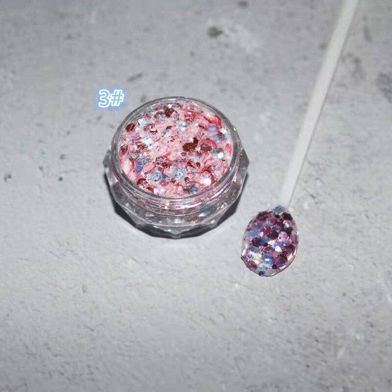 1Pc Shiny Mermaid Glitter Nail Hexagon Sequins Holographic Flakes Chunky Mixed Color DIY Manicure Decoration Design Accessories PT0163-3