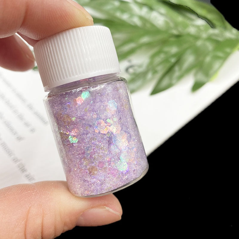 1Pc Shiny Mermaid Glitter Nail Hexagon Sequins Holographic Flakes Chunky Mixed Color DIY Manicure Decoration Design Accessories FA151-8