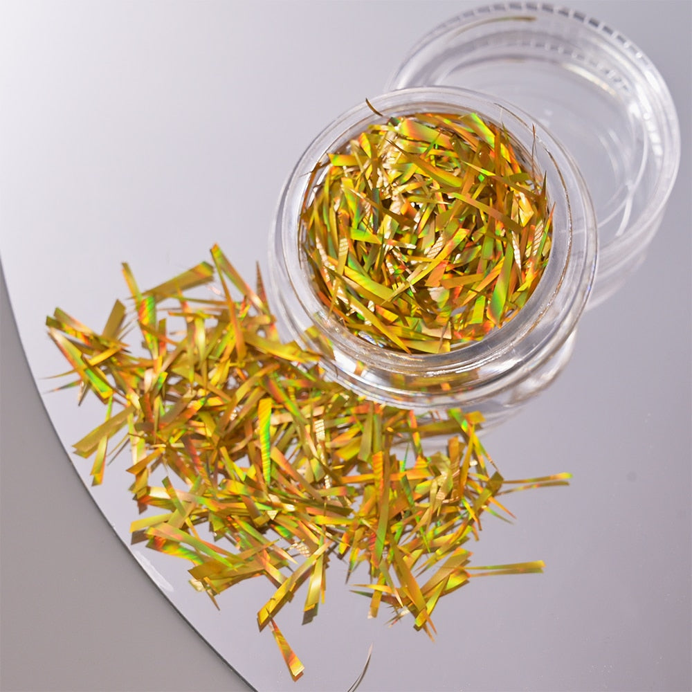 1Pc Shiny Mermaid Glitter Nail Hexagon Sequins Holographic Flakes Chunky Mixed Color DIY Manicure Decoration Design Accessories PT198-17