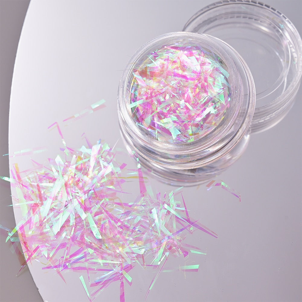 1Pc Shiny Mermaid Glitter Nail Hexagon Sequins Holographic Flakes Chunky Mixed Color DIY Manicure Decoration Design Accessories PT198-10