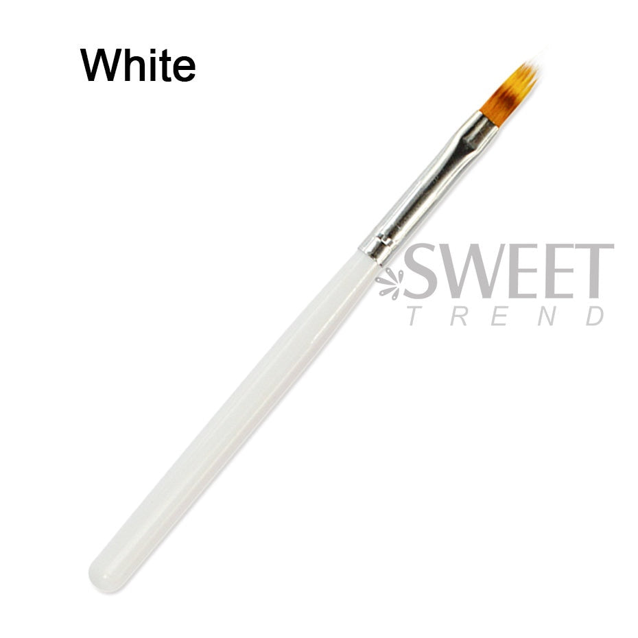 1pcs Nail Brush Pen UV Gel Gradient Bloom Nail Art Painting Wood Handle Nylon Hair Black White Red Draw Manicure Nail Tool JI285 White