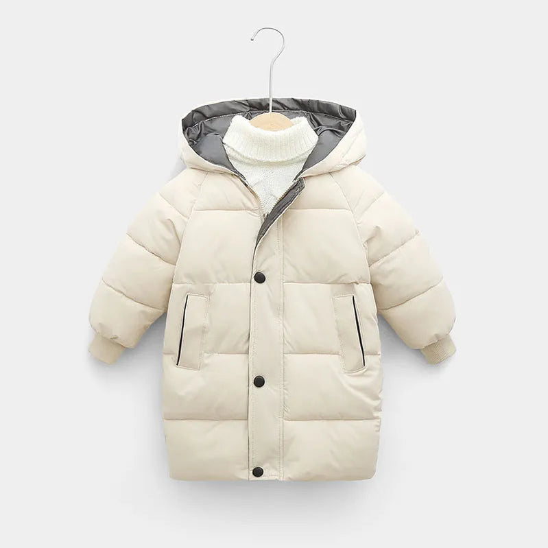 2-12Y Russian Kids Children's Down Outerwear Winter Clothes Teen Boys Girls Cotton-Padded Parka Coats Thicken Warm Long Jackets Ivory