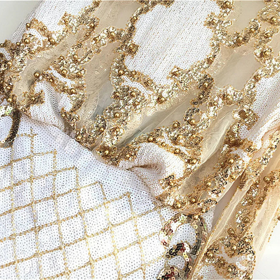 2 Pcs Set Women Sparkling Sequin Gold Crop Tops Flower Shirt Shiny Transparent Gauze With Mini Short Skirt Night Club Party 288