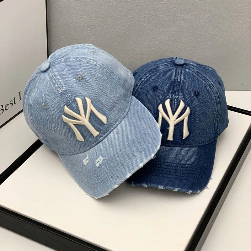 2023 New Luxury Brand MY Embroidered Washed Denim Baseball Cap for Men High Quality Black Vintage Y2k Dad Hats Gorras Hombre Basso & Brooke