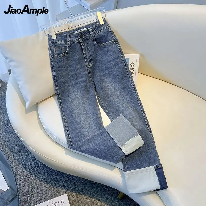 2024 Autumn/Winter New Korean Elegant V-neck Knit Sweater+Shirt+Jeans Three Piece Women's Loose Pullover Denim Pant Matching Set