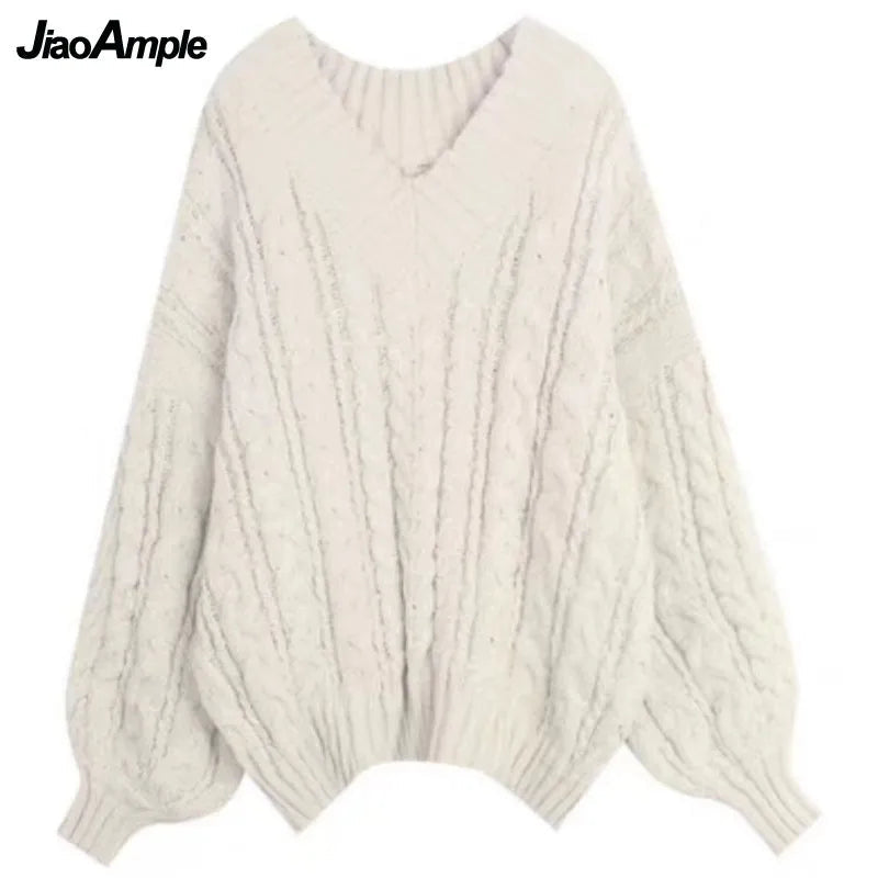 2024 Autumn/Winter New Korean Elegant V-neck Knit Sweater+Shirt+Jeans Three Piece Women's Loose Pullover Denim Pant Matching Set