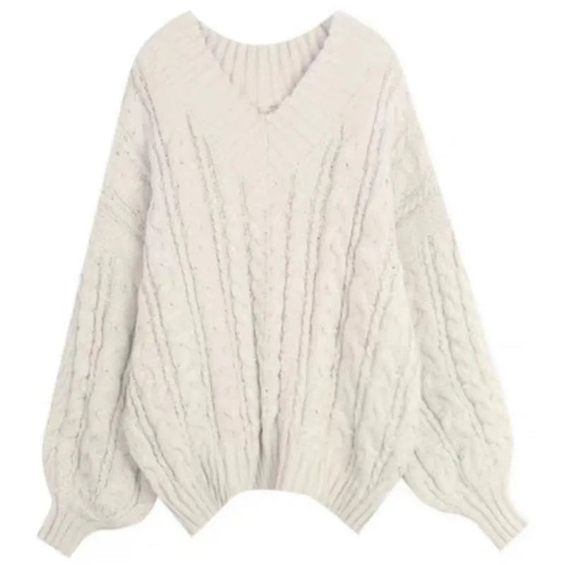 2024 Autumn/Winter New Korean Elegant V-neck Knit Sweater+Shirt+Jeans Three Piece Women's Loose Pullover Denim Pant Matching Set Only Sweater