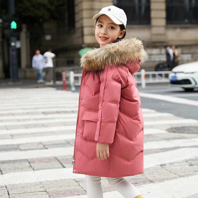 2024 Children Warm Clothing Toddler Girs Clothes Teen Down Cotton Padded Winter Jackets Hooded Coat Thicken Outerwear Kids Parka Red