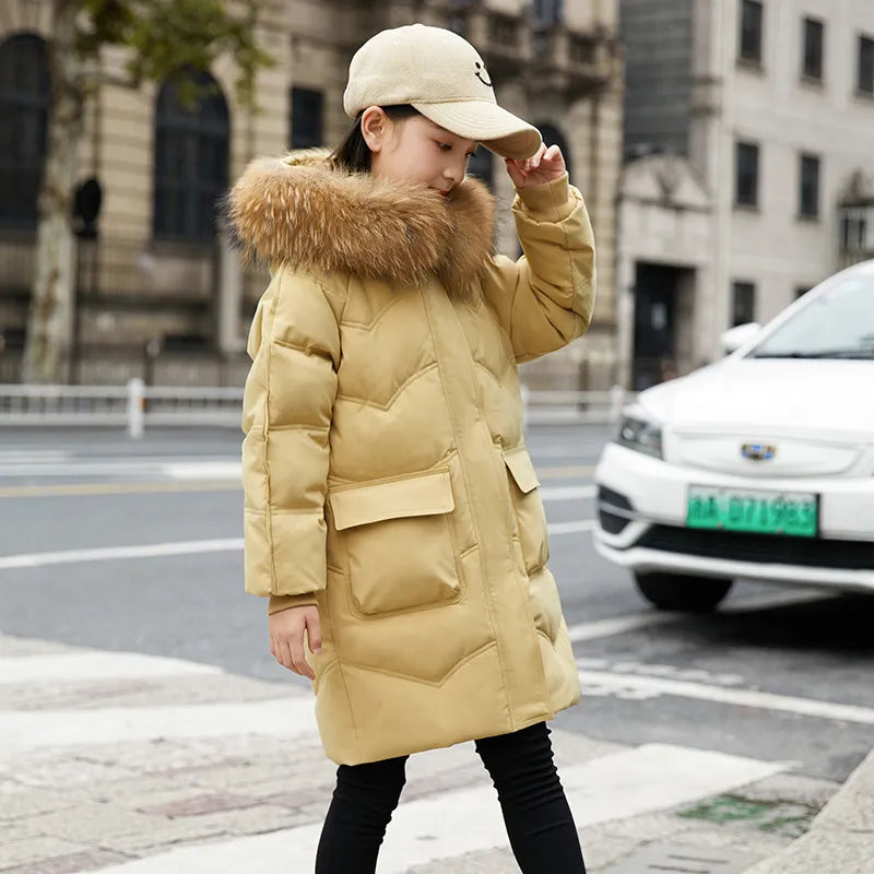 2024 Children Warm Clothing Toddler Girs Clothes Teen Down Cotton Padded Winter Jackets Hooded Coat Thicken Outerwear Kids Parka Yellow