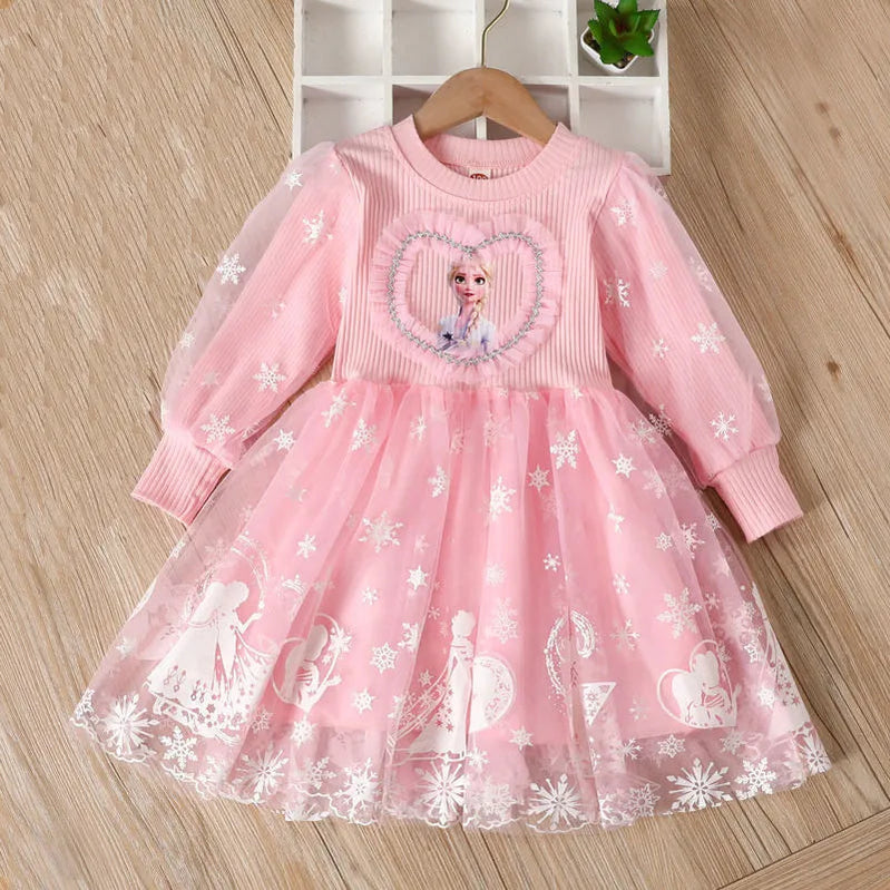 2024 Elsa Princess Dress Baby Girls Dress Spring Autumn Kids Dress Party Long-sleeved Children's Frozen Formal Dress 2-9Y Photo Color 1