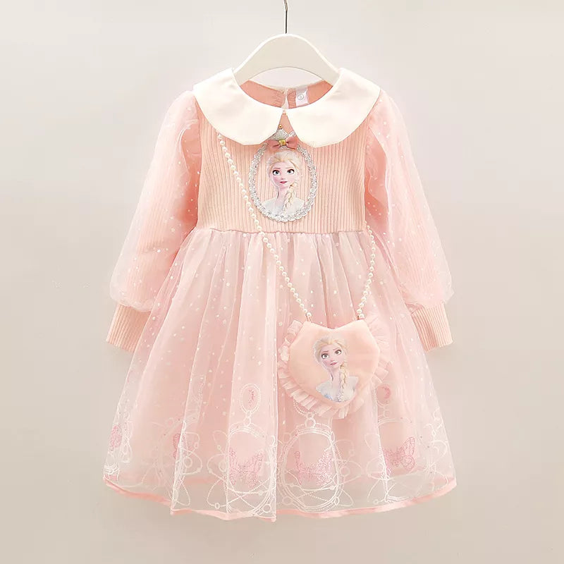 2024 Elsa Princess Dress Baby Girls Dress Spring Autumn Kids Dress Party Long-sleeved Children's Frozen Formal Dress 2-9Y Photo Color 13