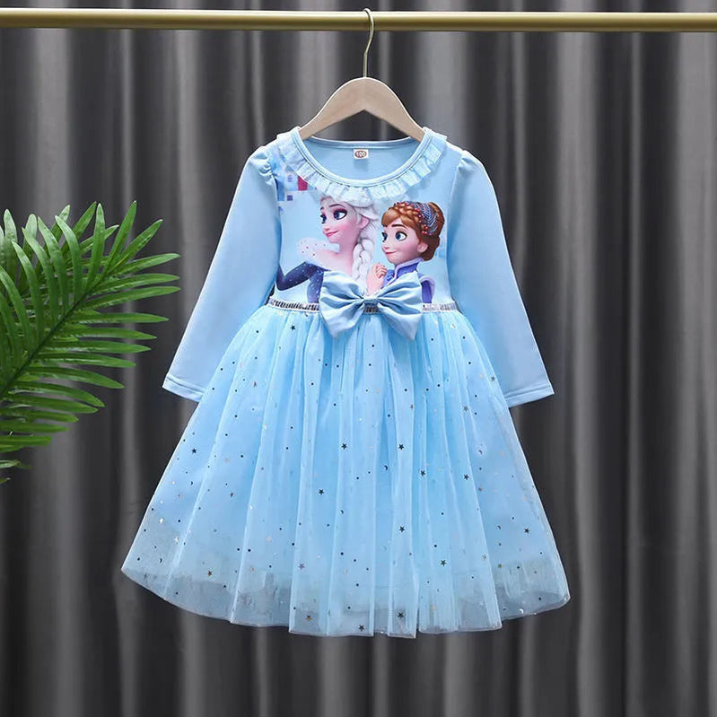 2024 Elsa Princess Dress Baby Girls Dress Spring Autumn Kids Dress Party Long-sleeved Children's Frozen Formal Dress 2-9Y Photo Color 24
